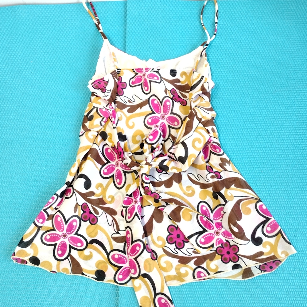 Cefian Floral Spaghetti Strap Empire Waist Top Size M - Picture 3 of 8